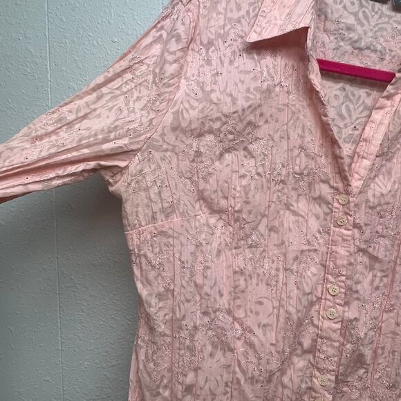 Apt.9 Embroidered Eyelet Soft Girl Fairy Prairie Cottage Pink Top Womens Medium - Picture 6 of 14